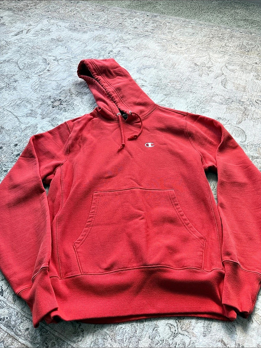 Champion Reverse Weave Pullover Hooded Heavyweight Sweatshirt Orange Pullover Ho